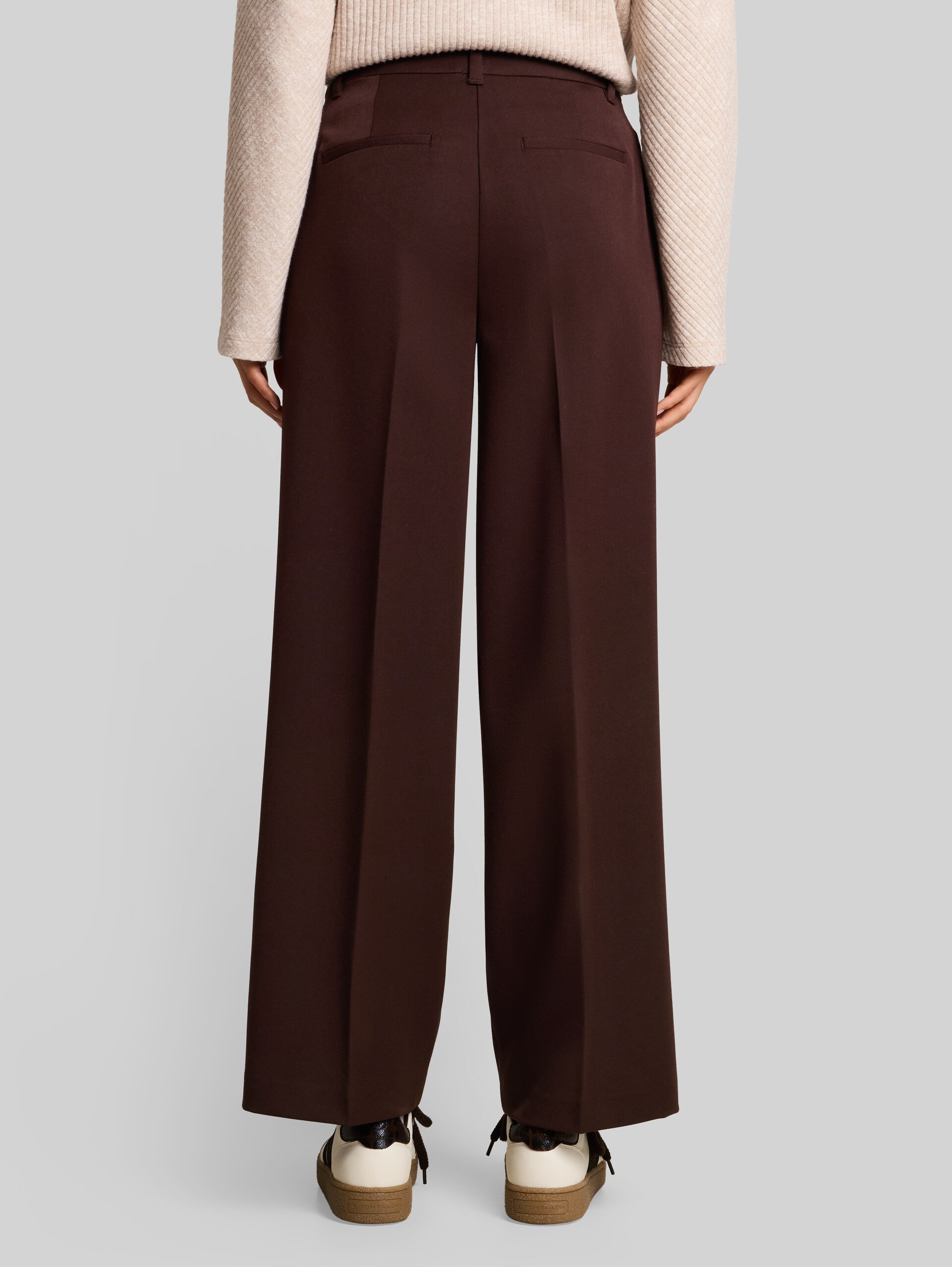 Wide Leg-broek - java dark brown - Neklijn model-achteraanzicht
