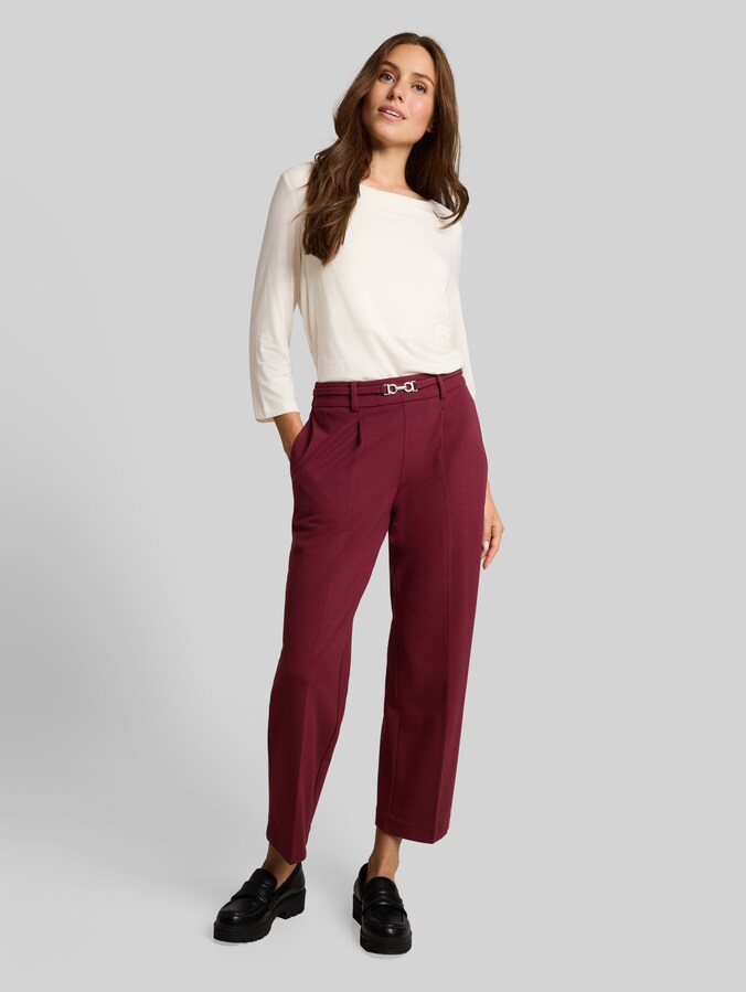 Pantalon droit court avec ceinture par Women, Preppy Plum