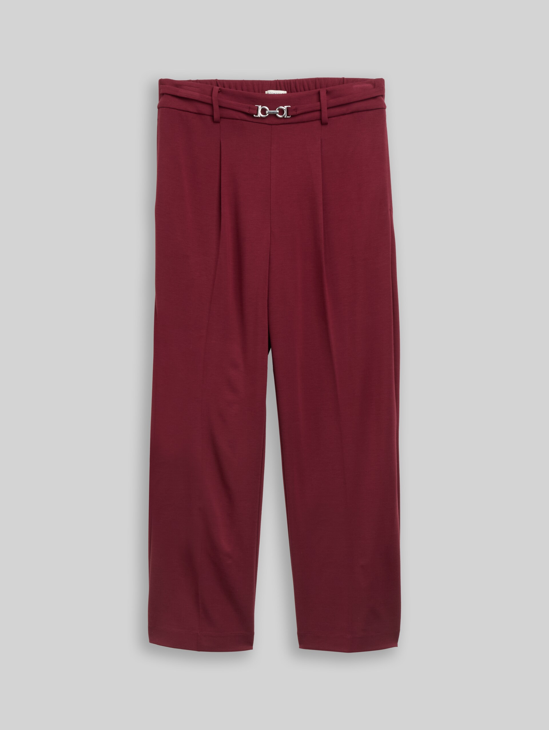 Cropped rechte broek met riem - Preppy Plum - Product vooraanzicht