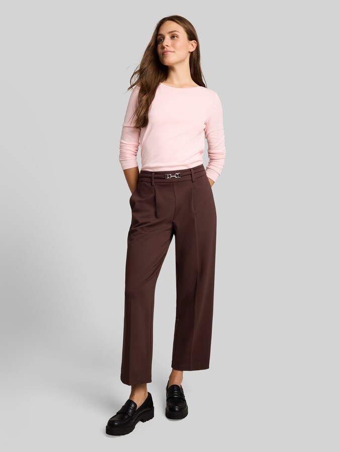 Pantalon droit court avec ceinture par Women, java dark brown