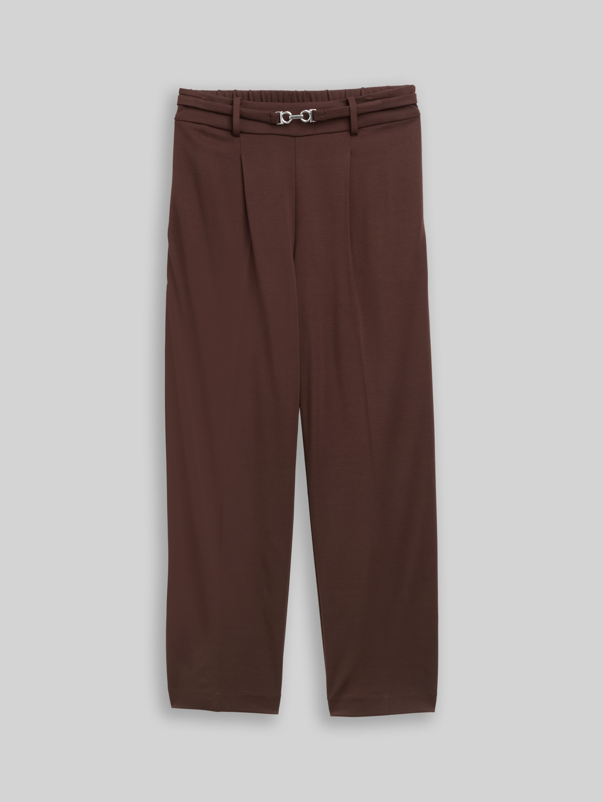Cropped rechte broek met riem - java dark brown - Product vooraanzicht