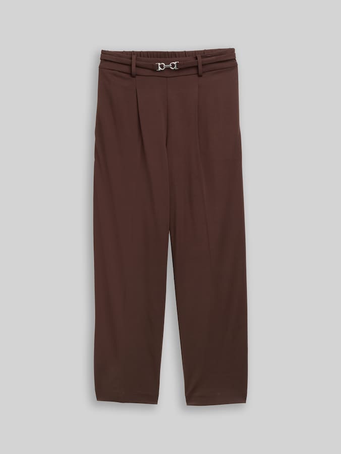 Cropped Straight Hose mit Gürtel von Women, java dark brown