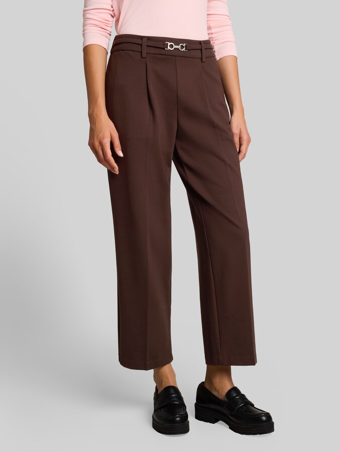 Cropped Straight Hose mit Gürtel von Women, java dark brown