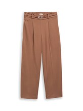 Niet geselecteerd, Cropped rechte broek met riem door Tom Tailor, bruin