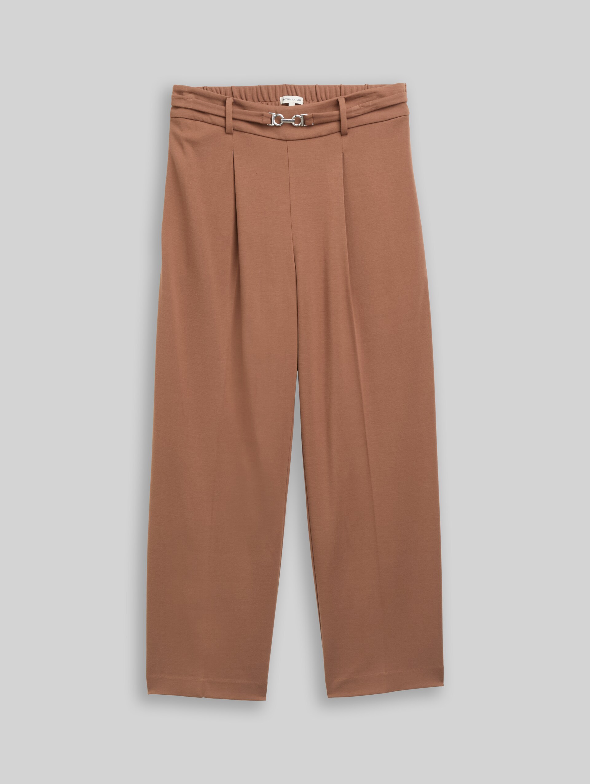 Cropped rechte broek met riem - camel - Product vooraanzicht