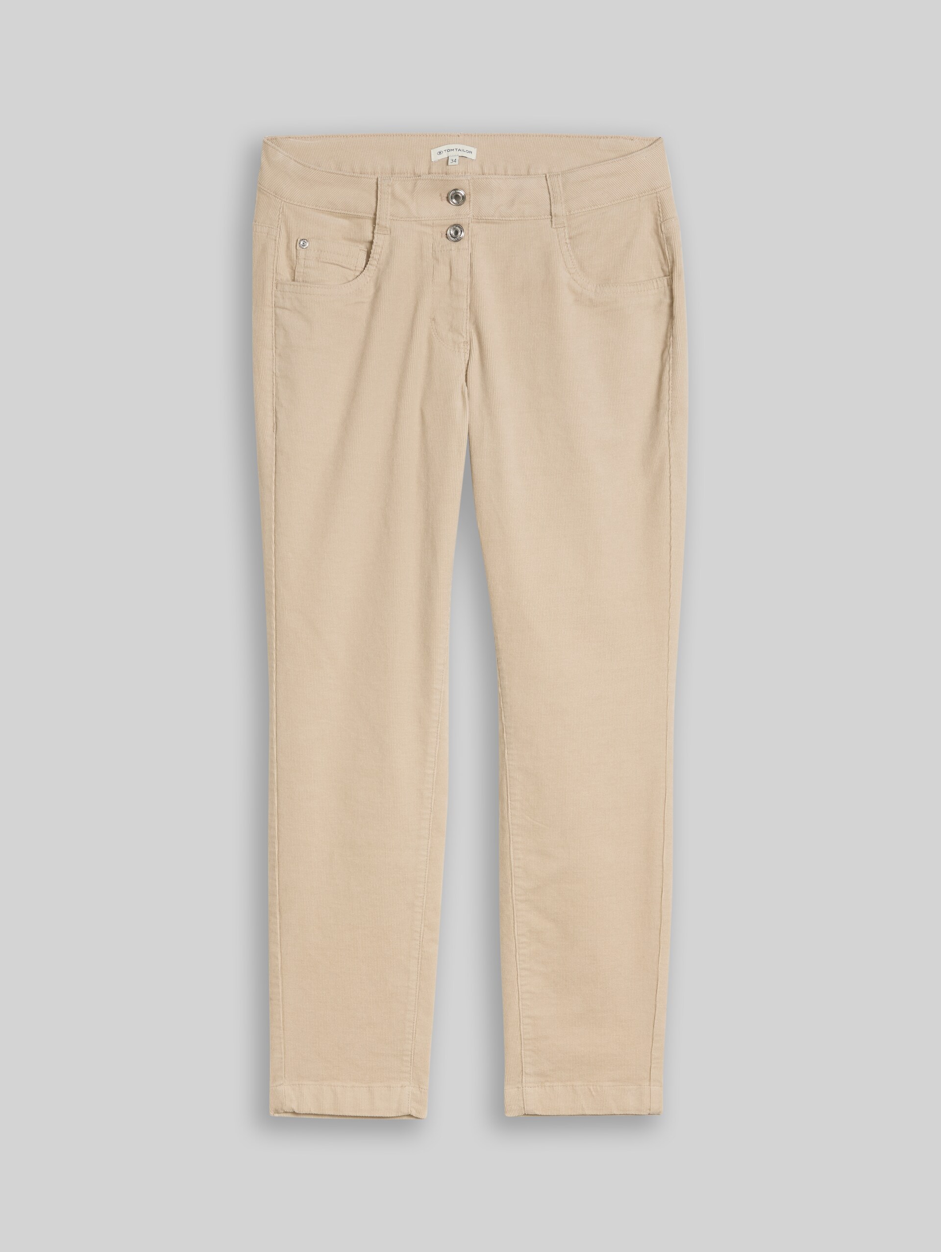 Pantalon en velours côtelé ajusté et décontracté - Gravel Beige - Vue de face du produit