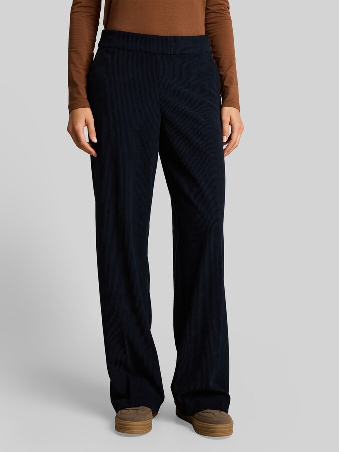 Cordbroek met wijde pijpen door Women, sky captain blue
