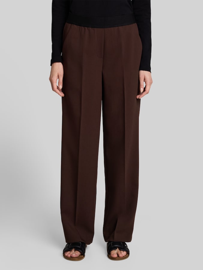 Rechte broek met strijkvouw door Women, java dark brown