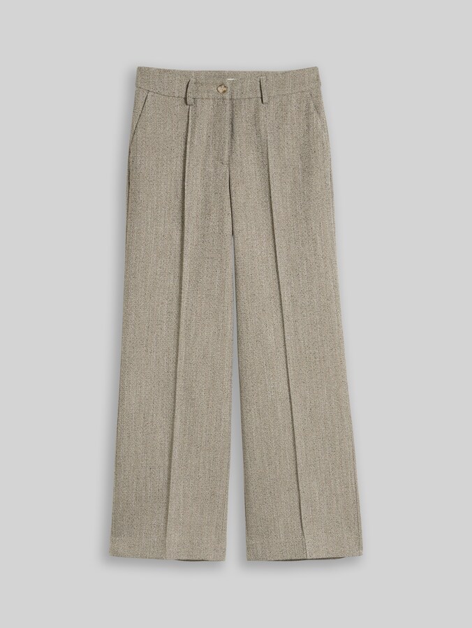 Pantalon à jambes larges à motif chevrons par Women, gravel beige herringbone