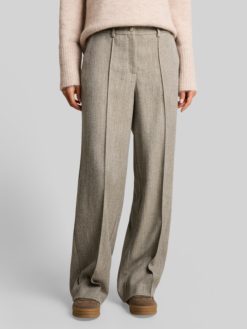 Wide Leg Hose mit Fischgrätmuster von Women, gravel beige herringbone