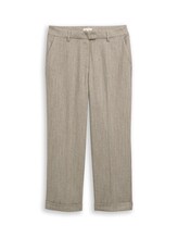 Ausgewählt, Cropped Straight Hose mit Fischgrätmuster von Tom Tailor, beige