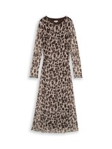 Ausgewählt, Mesh Midi-Kleid mit Muster von Tom Tailor, braun