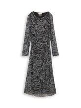 Ausgewählt, Mesh Midi-Kleid mit Muster von Tom Tailor, schwarz
