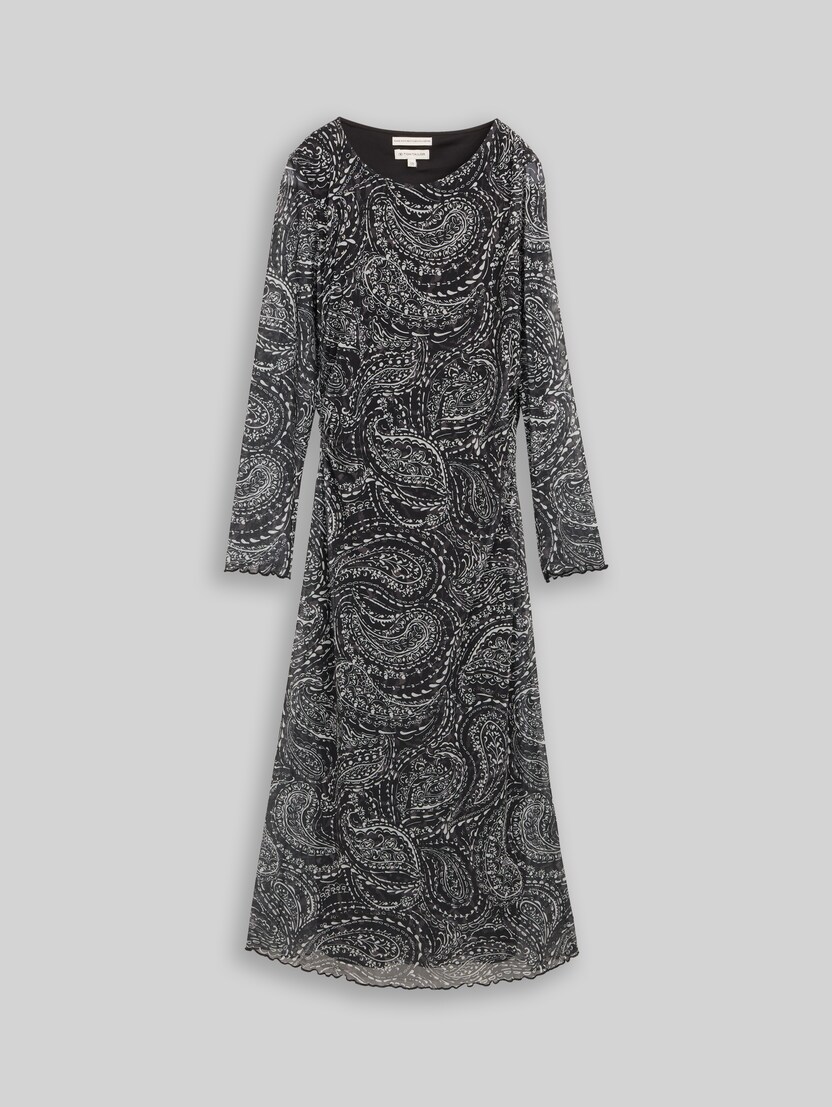 Robe mi-longue en maille ajourée à motifs par Women, black paisley