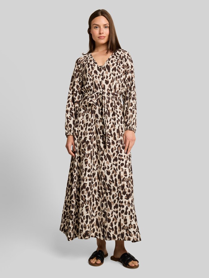 Maxi-Kleid mit Leo-Print von Women, brown beige leo print