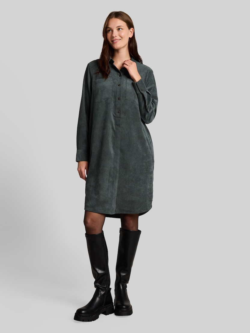 Corduroy jurk met steekzakken door Women, Darkest Olive