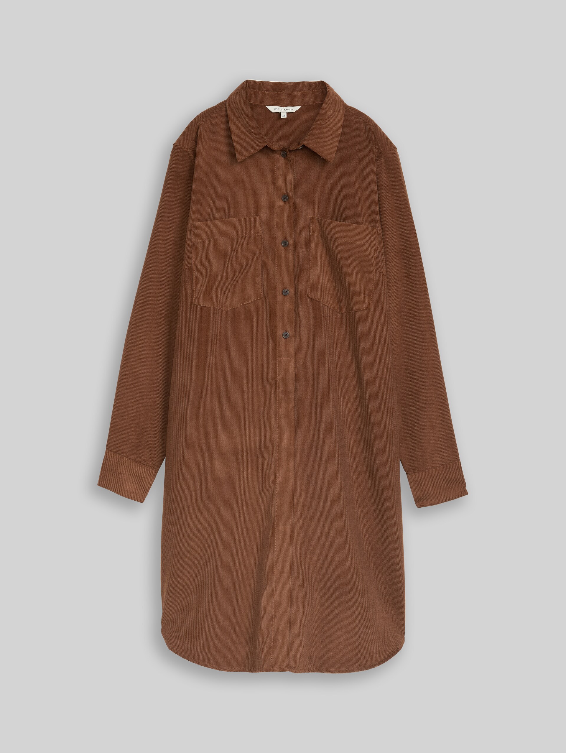 Corduroy jurk met steekzakken - camel - Product vooraanzicht