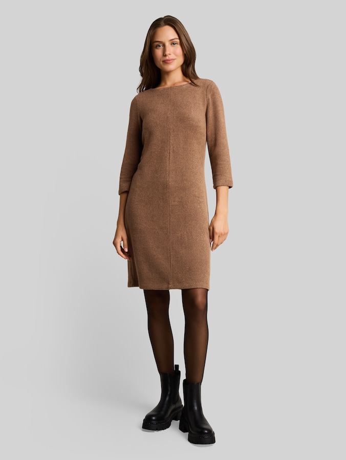 Cosy Kleid in Melange-Optik von Women, mid camel melange