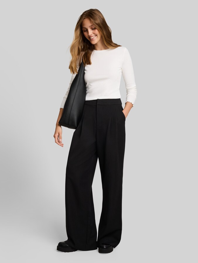 Pantalon à jambes larges par Denim Female, deep black