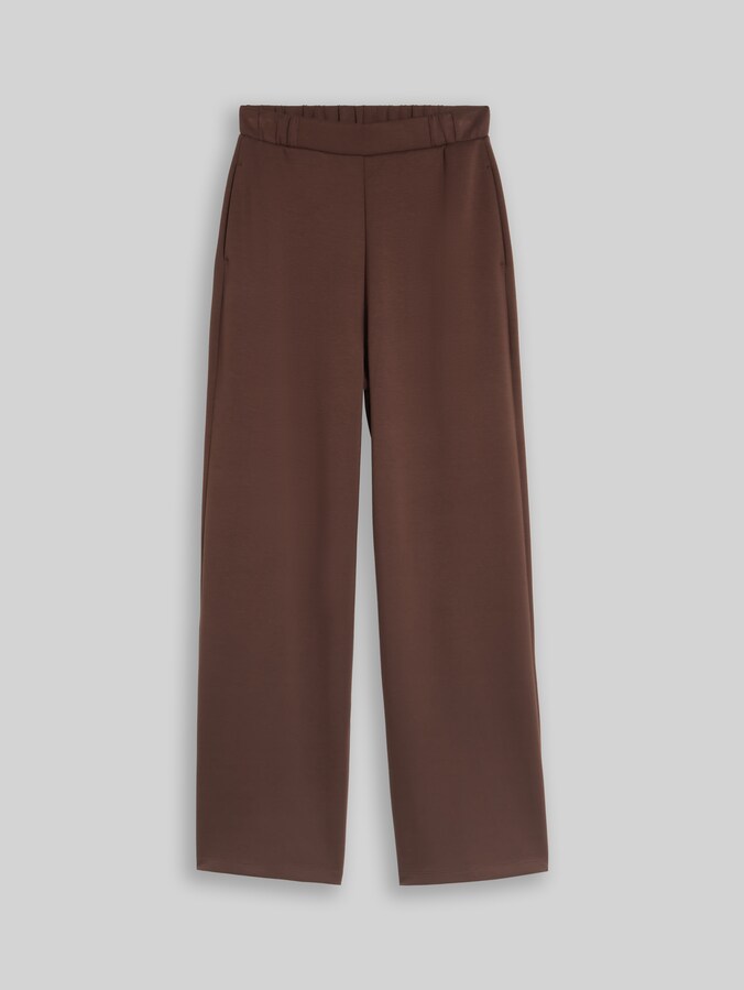 Scuba wide-leg trousers by Denim Female, cool dark brown