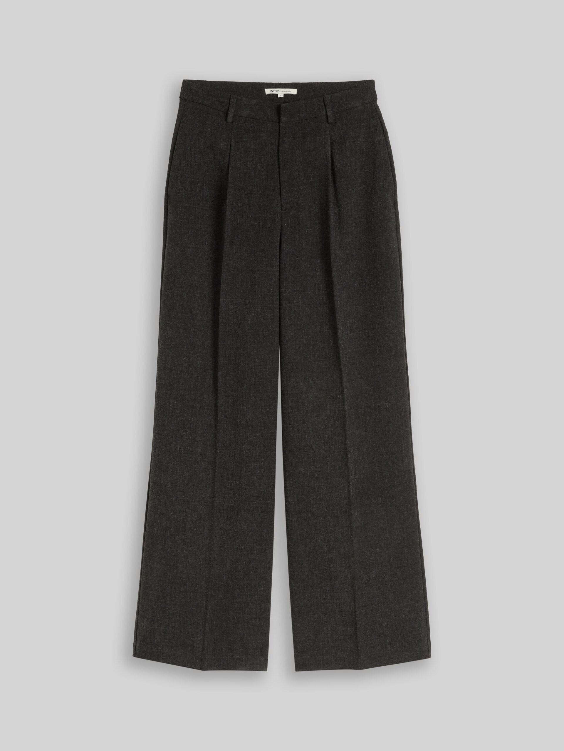 Broek met wijde pijpen en strijkvouw - Shale Grey Melange - Product vooraanzicht