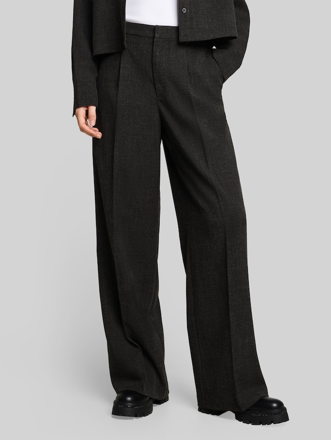 Wide-leg trousers with a crease by Denim Female, Shale Grey Melange