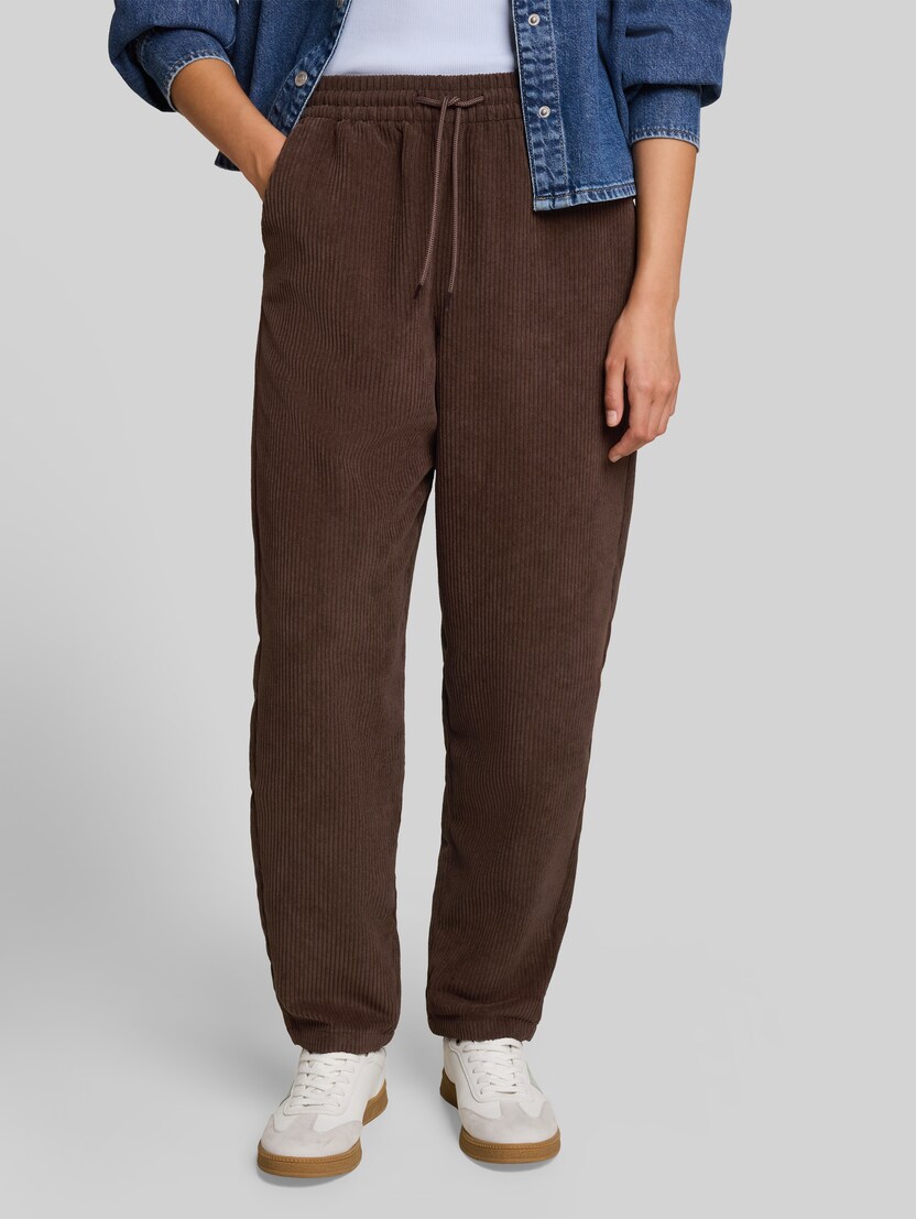 Barrel Cordhose mit Kordelzug von Denim Female, cool dark brown