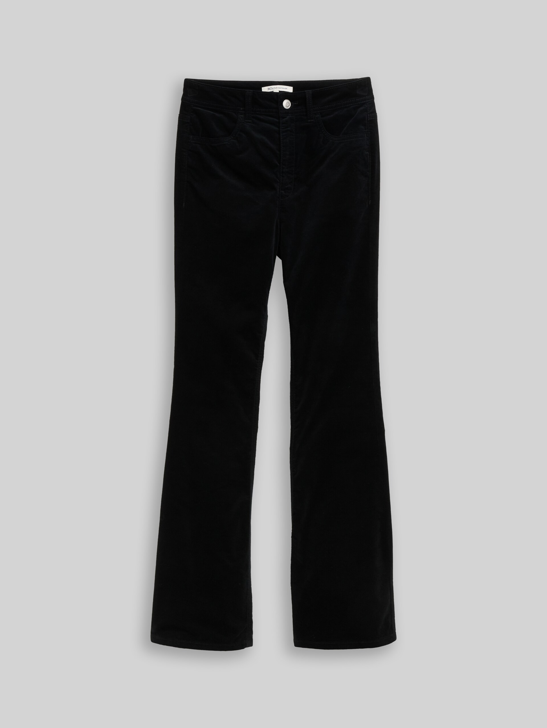 Flared Samthose - deep black - Vorder-Produkt-Ansicht