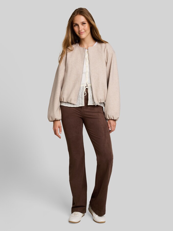 Pantalon évasé effet daim par Denim Female, cool dark brown