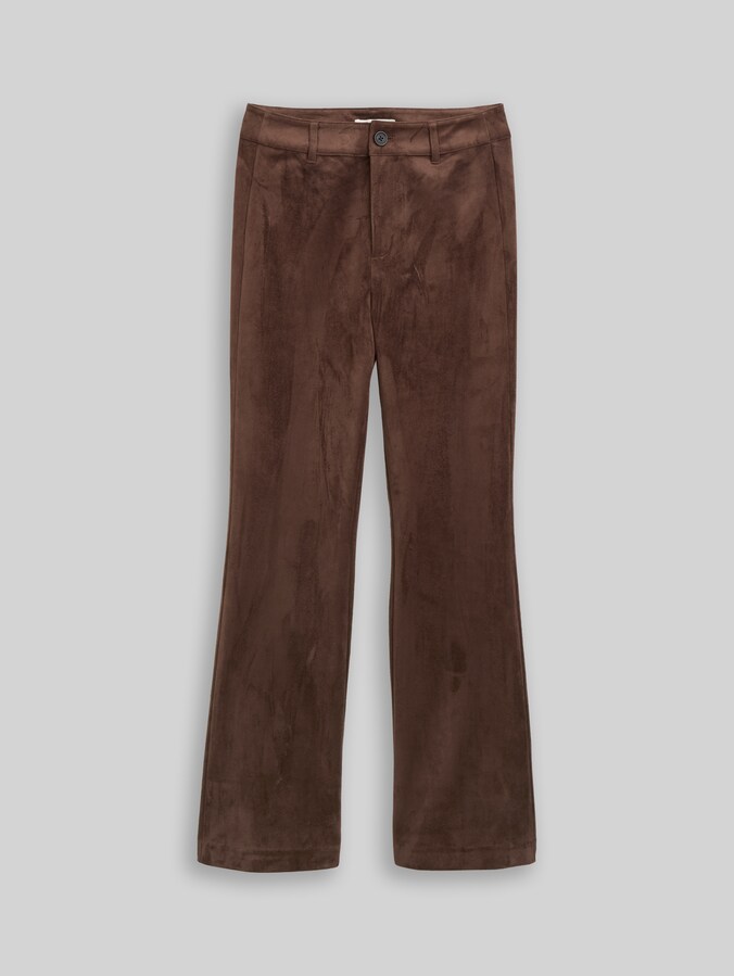 Flared Hose in Wildleder-Optik von Denim Female, cool dark brown