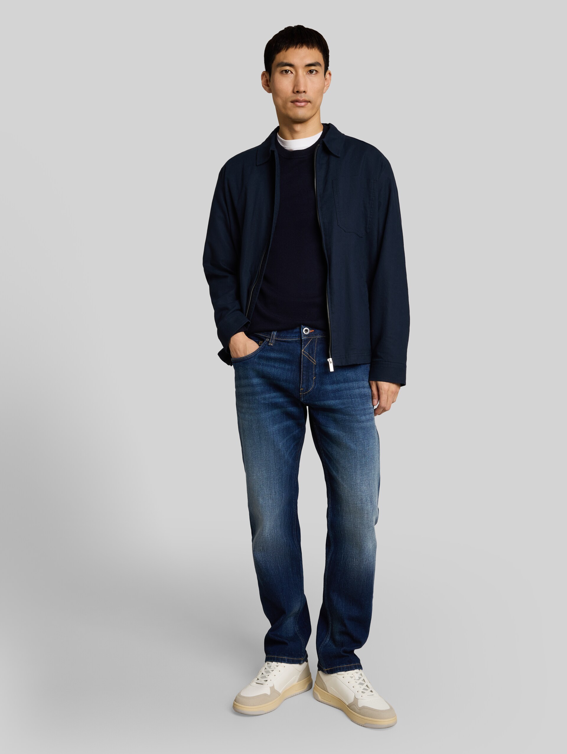TTMARVIN STRAIGHT-jeans met stretch - heavy used dark blue denim - Model vooraanzicht