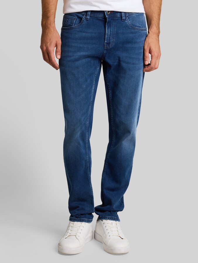 TTCURT TAPERED jeans met stretch door Men, Used Mid Stone Blue Denim