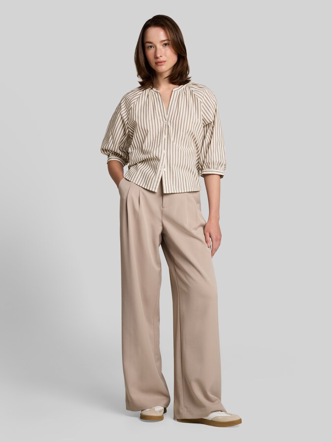 Bluse mit Streifenmuster von Denim Female, off white brown beige stripe
