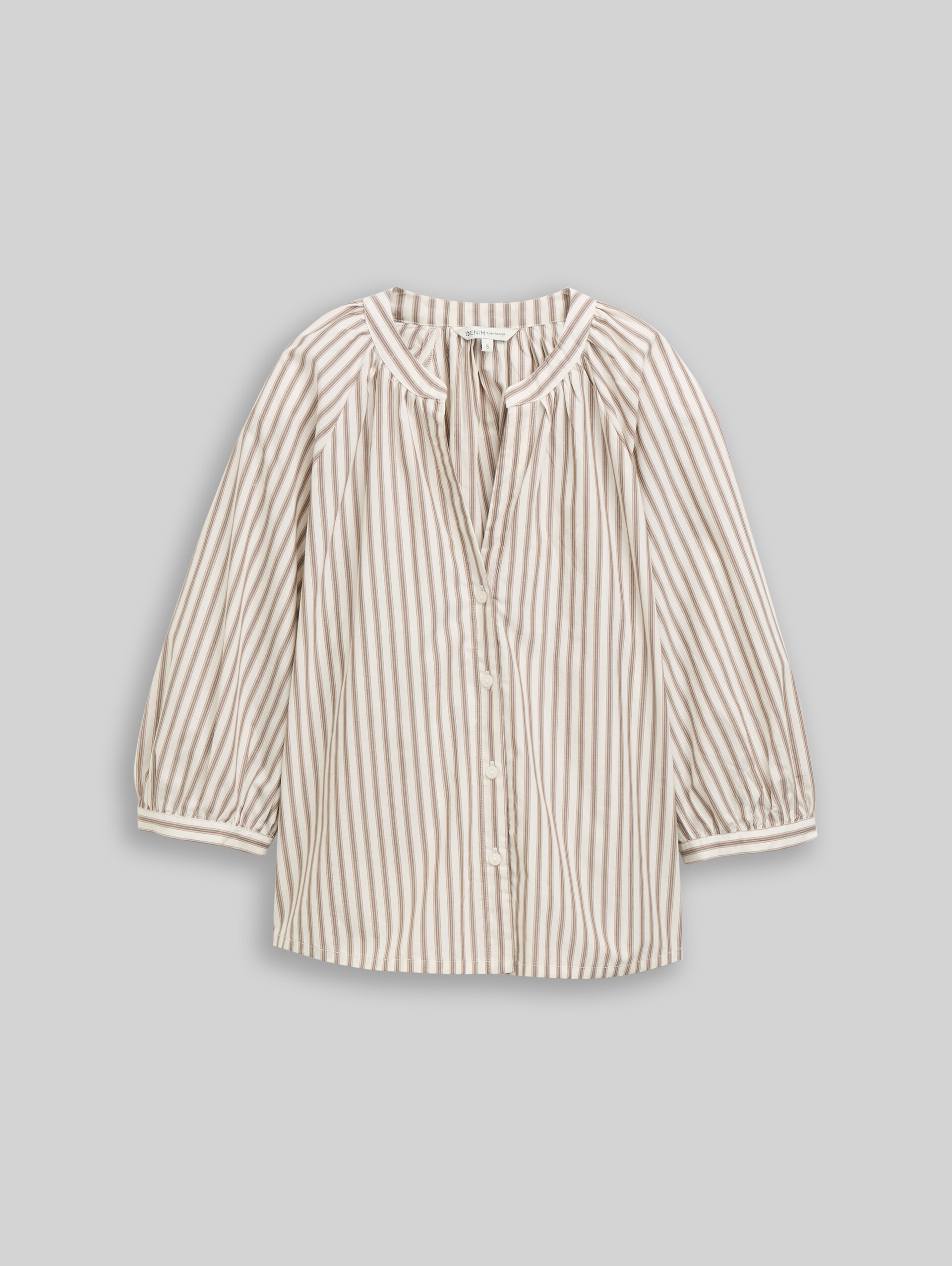 Bluse mit Streifenmuster - off white brown beige stripe - Vorder-Produkt-Ansicht