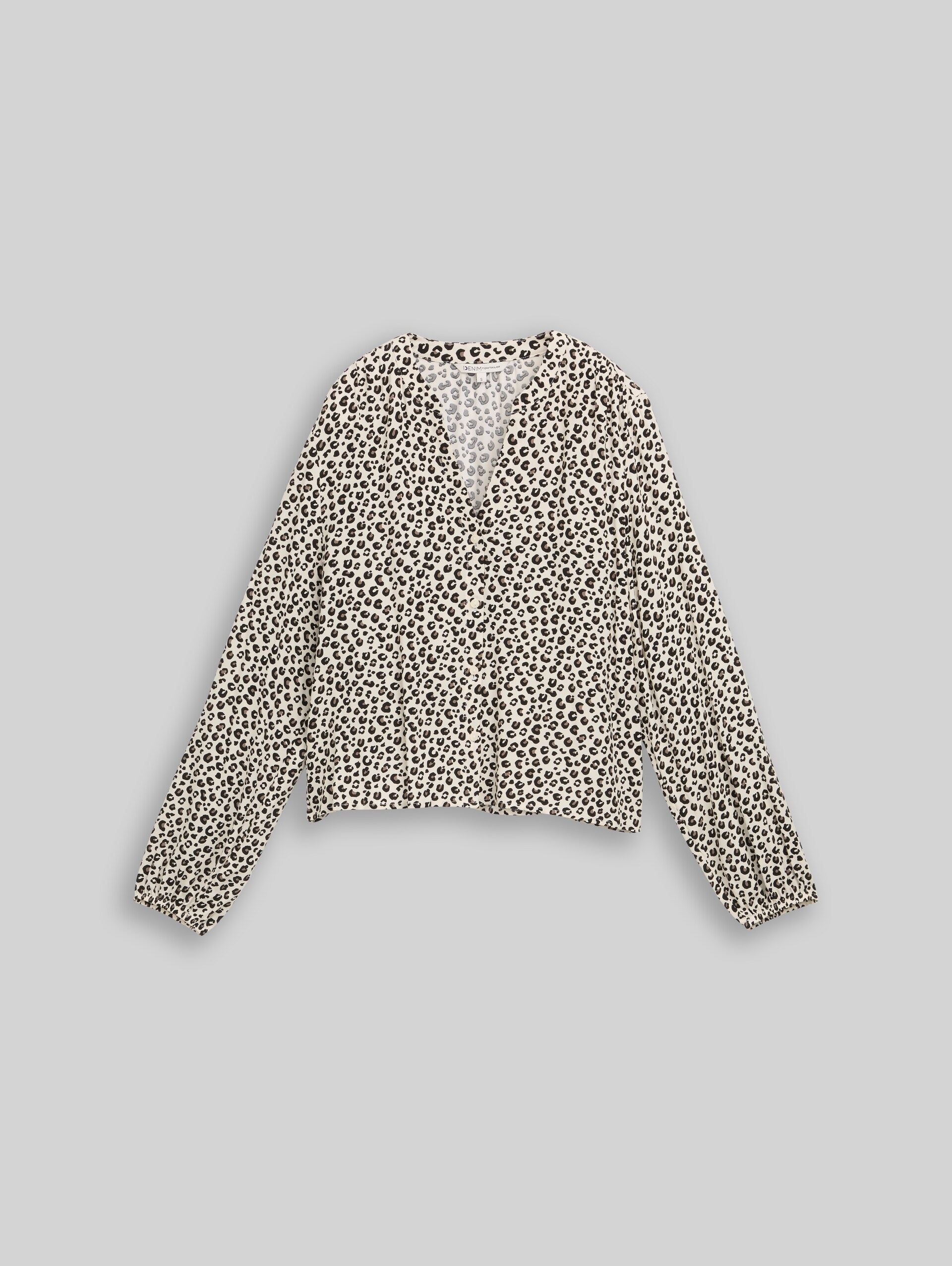 Blouse with pattern - beige brown leo print - Front product view