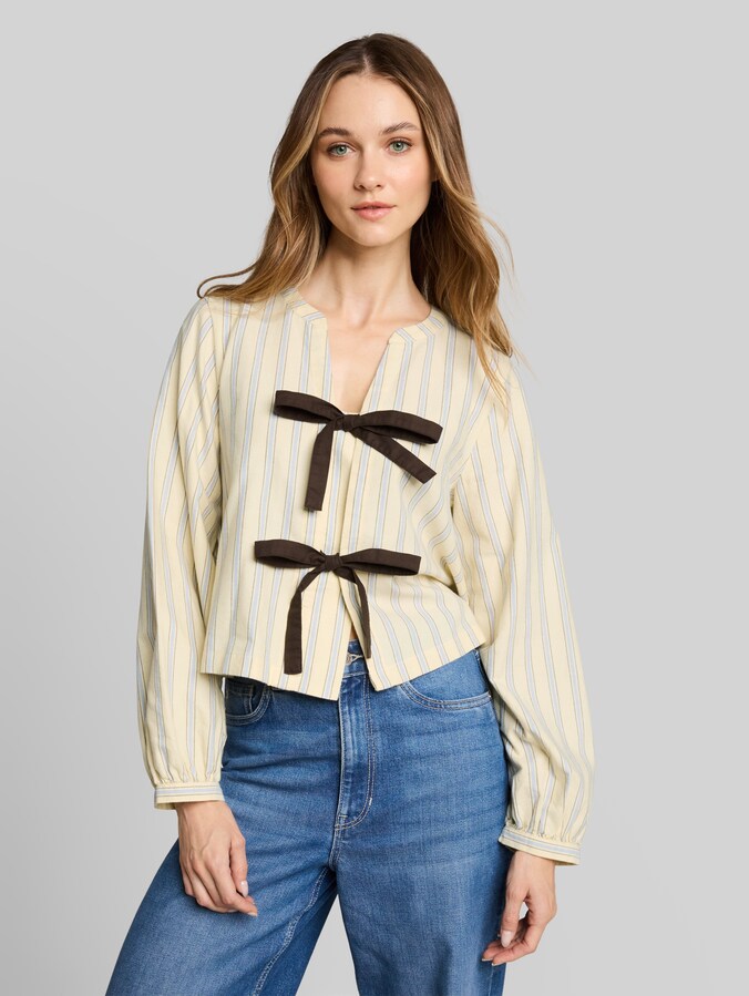 Oxford Bluse mit Schleifen von Denim Female, yellow blue brown stripe