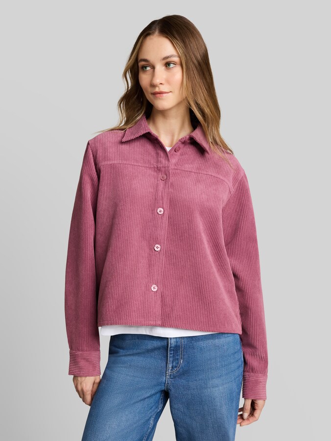 Boxy Fit Cordbluse von Denim Female, dusty berry