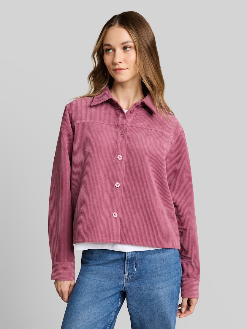 Boxy Fit corduroyblouse door Denim Female, dusty berry