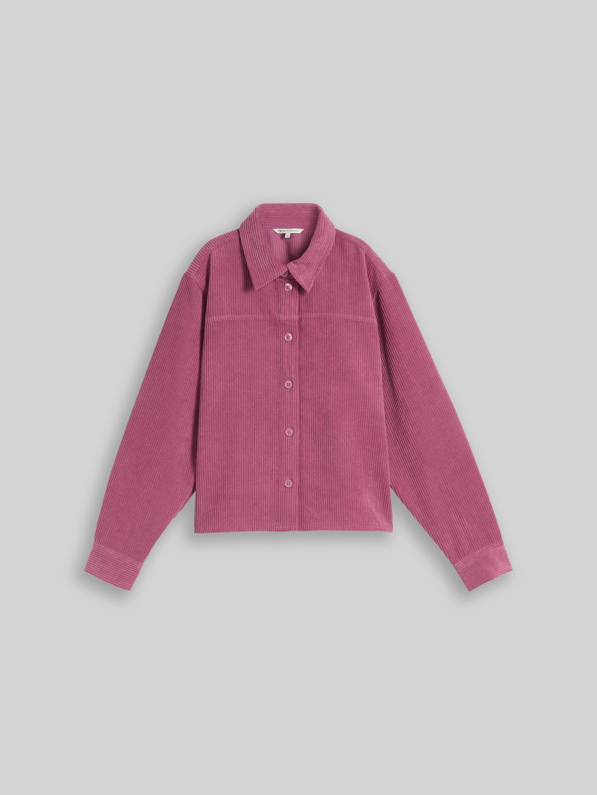 Boxy pasvorm blouse van ribfluweel - dusty berry - Product vooraanzicht
