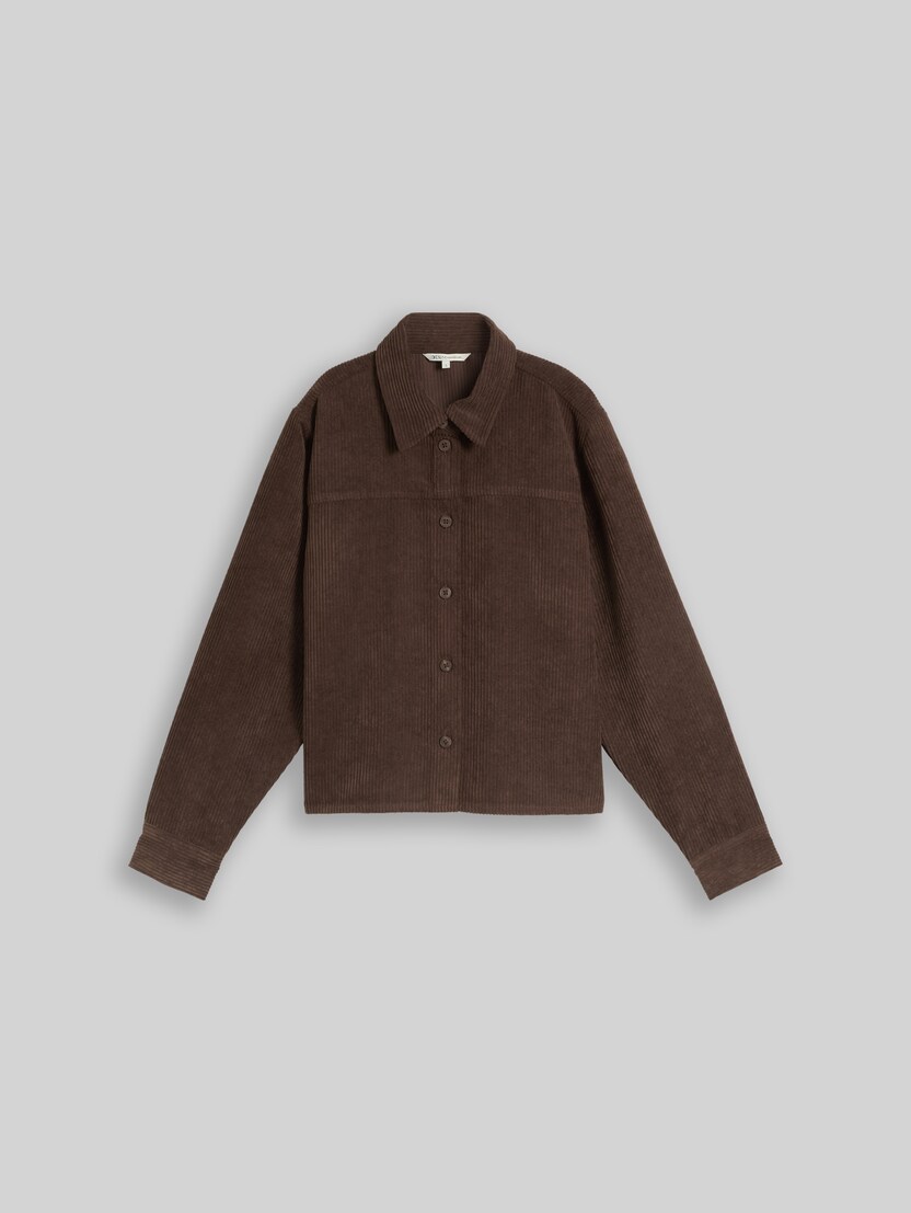 Boxy-fit corduroy blouse by Denim Female, cool dark brown