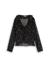 Ausgewählt, Chiffon Bluse mit Rüschen von Tom Tailor, schwarz