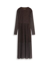 Ausgewählt, Fitted Mesh Midi-Kleid mit Animal-Print von Tom Tailor, braun