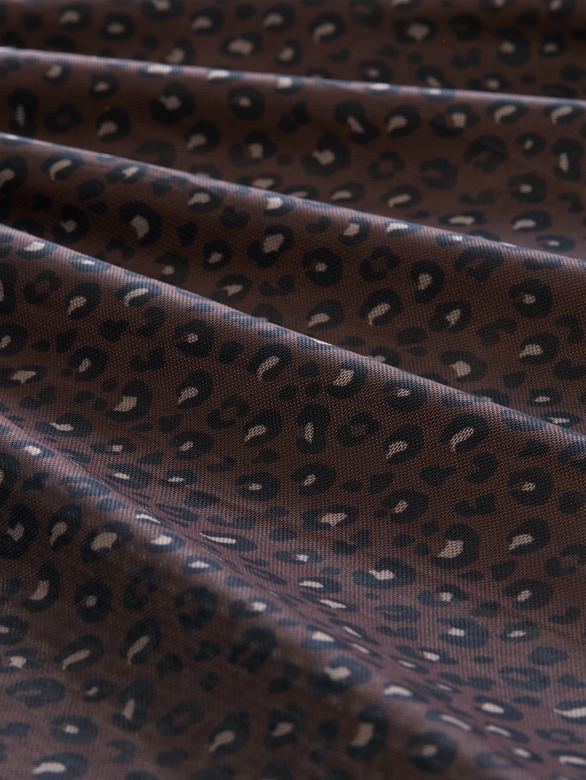 Fitted Mesh Midi-Kleid mit Animal-Print - brown black leo print - Material-Ansicht