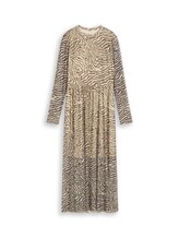 Selected, Fitted mesh midi dress with animal print by Tom Tailor, brown