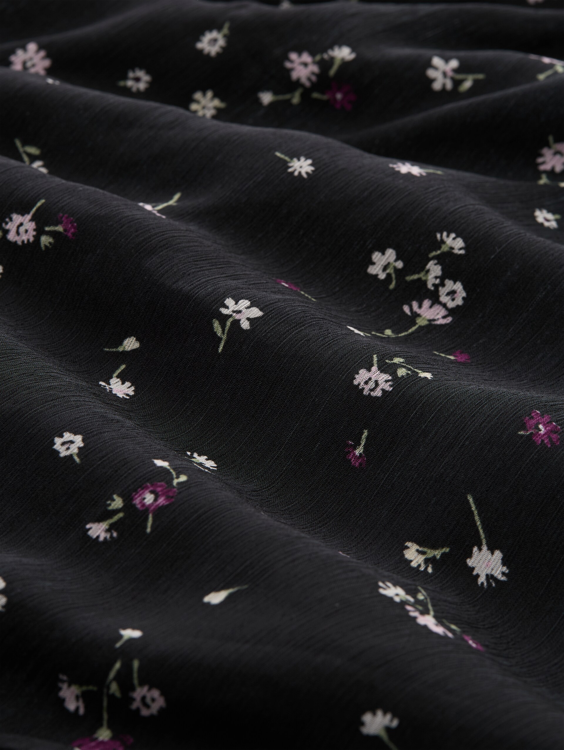 Maxijurk met volants - black flower print - Materiaalweergave