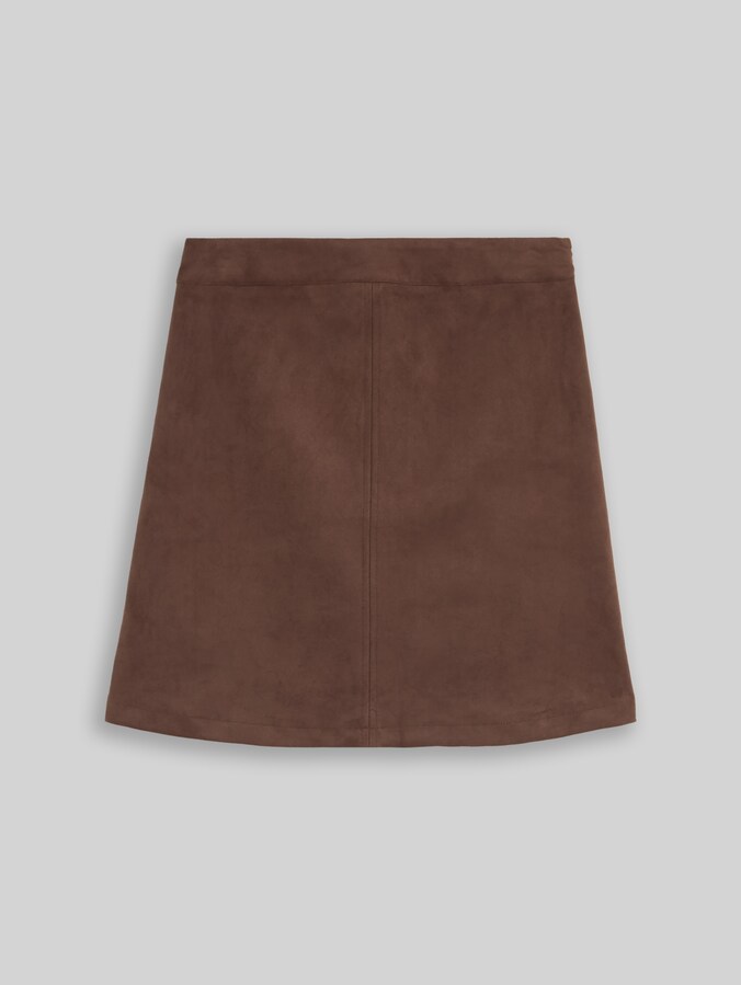 Mini-jupe effet daim par Denim Female, cool dark brown