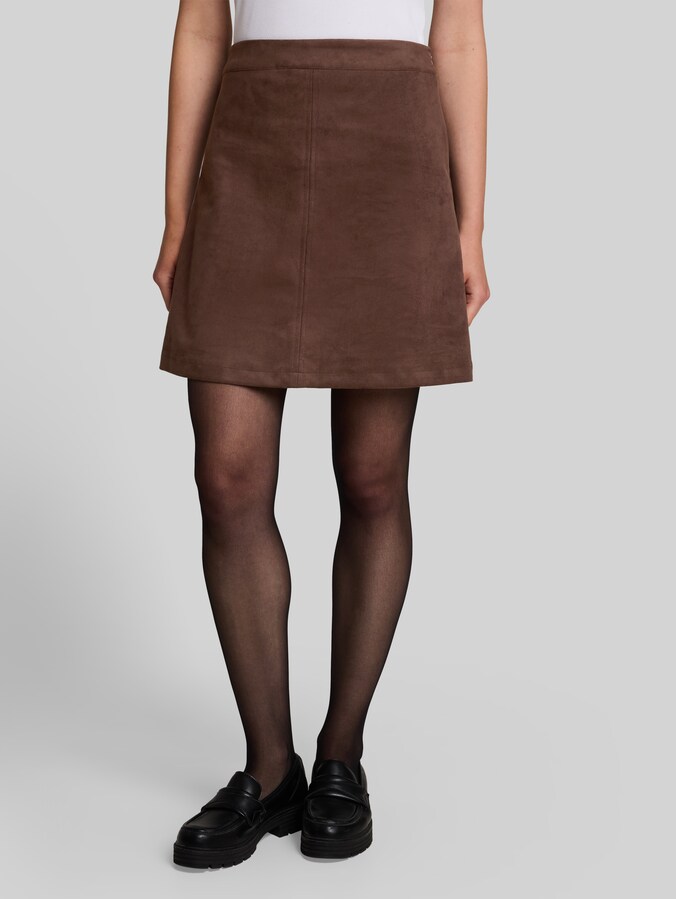 Mini-jupe effet daim par Denim Female, cool dark brown
