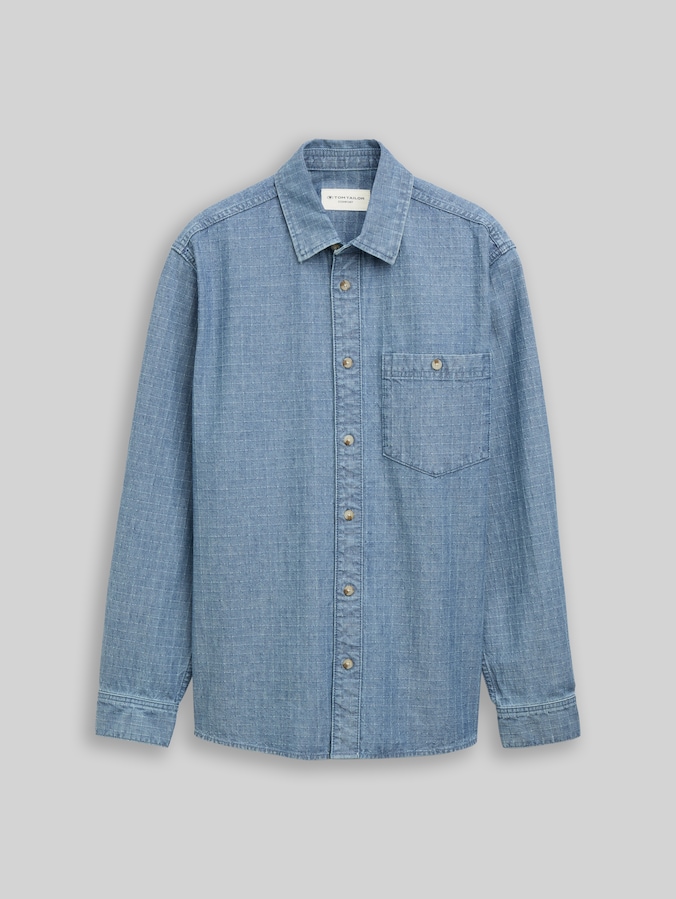 Comfort Fit Jeanshemd von Men, mid blue denim check