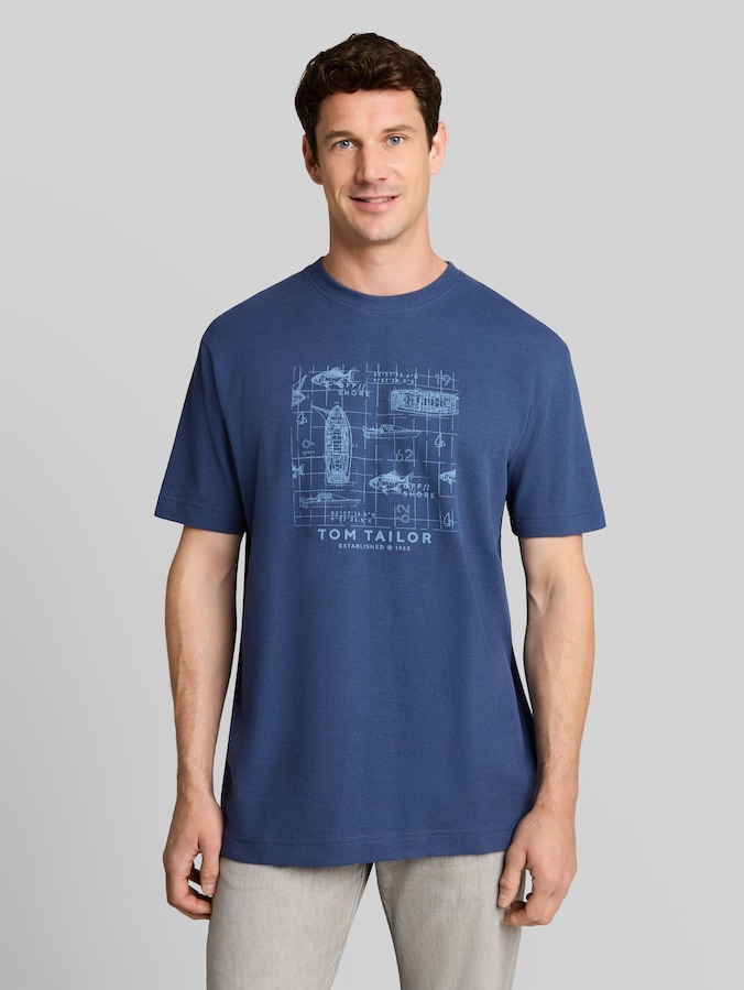 T-Shirt mit Waffelstruktur von Men, Dark Duck Blue