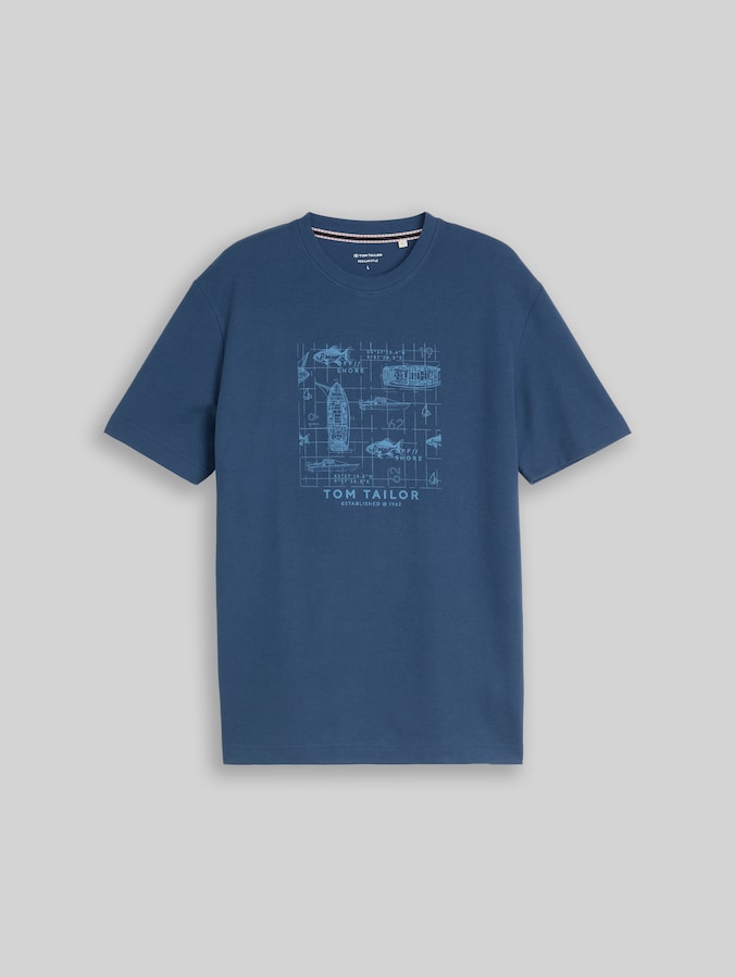 T-shirt à texture gaufrée par Men, Dark Duck Blue